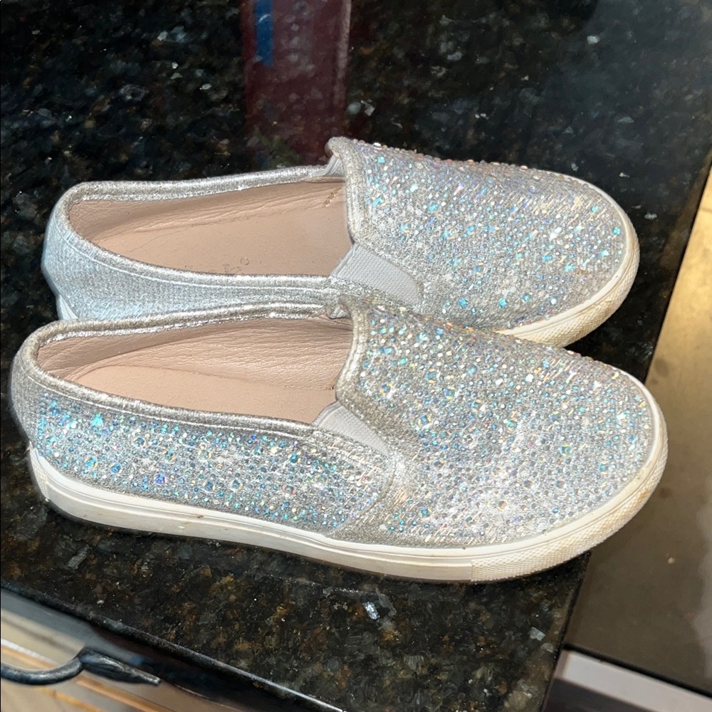 Sparkly Silver Kids Slip-On Shoes